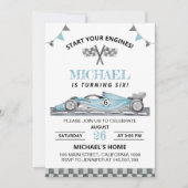 Race op Over Verjaardag Uitnodiging Racing Auto (Voorkant)
