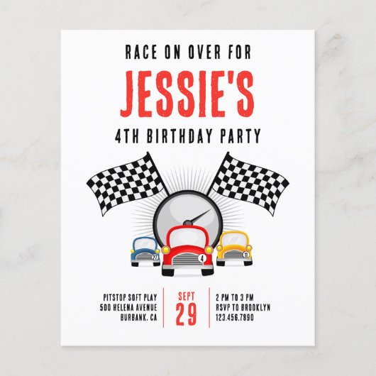 Race over de uitnodiging van de over-carter Birthd (Voorkant)