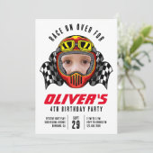 Race over Foto Birthday Party Kaart (Staand voorkant)