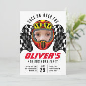 Race over Foto Birthday Party Kaart (Staand voorkant)