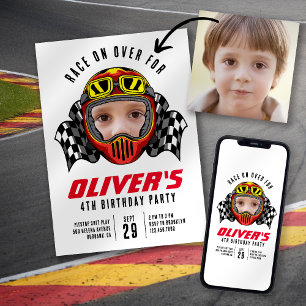 Race over Foto Birthday Party Kaart