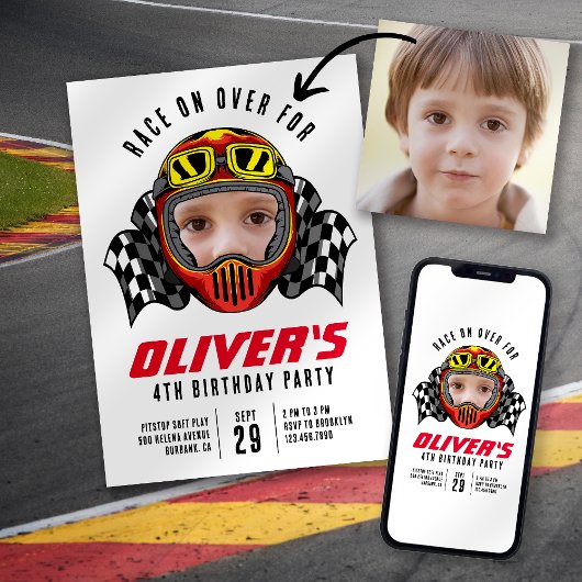Race over Foto Birthday Party Kaart