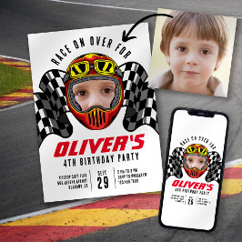 Race over Foto Birthday Party Kaart