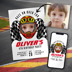 Race over Foto Birthday Party Kaart