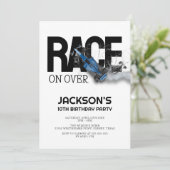 Race over Modern Race Car Boy Birthday Kaart (Staand voorkant)
