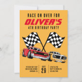 Race over Over Cars Birthday Party Kaart (Voorkant)