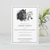 Race Paard Derby Party Eenvoudig Elegant Zwart Wit Kaart (Staand voorkant)