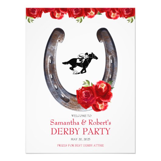 Race Paard Derby Party Welkomstbord Foto Afdruk (Voorkant)