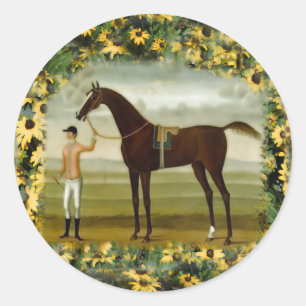 Race-paard en jockey-sticker ronde sticker
