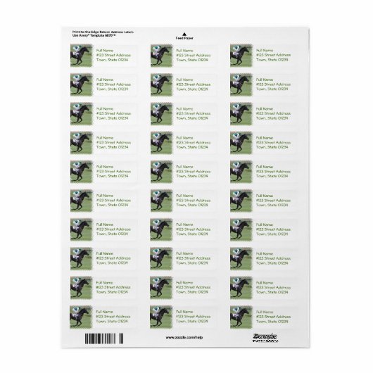 Race Paard Galloping Mailing Labels (Full Sheet)