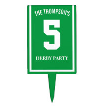 Race Paard Nummer 5 Groene Derby Partij Teken Pick