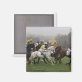 Race Paard Veld Vierkante Magnet (Voorkant / Achterkant)