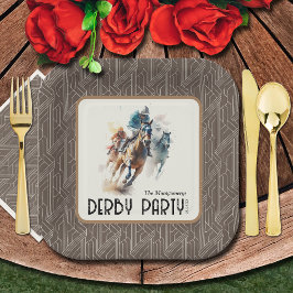 Race Paarden Derby Party Bruin Plein Papieren Bordje