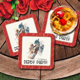 Race Paarden Derby Party Rode Plein Kartonnen Onderzetters
