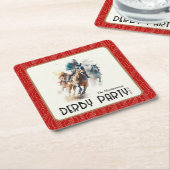Race Paarden Derby Party Rode Plein Kartonnen Onderzetters (Schuin)