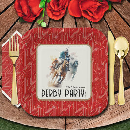Race Paarden Derby Party Rode Plein Papieren Bordje