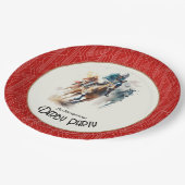 Race Paarden Derby Party Rood Papieren Bordje (Gekanteld)