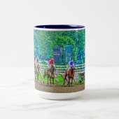 Race-paarden die naar de grote foto-kunst komen tweekleurige koffiemok (Center)