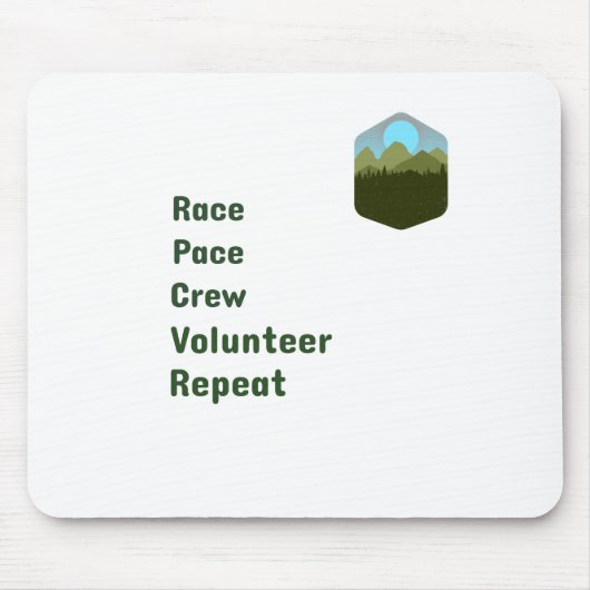 Race Pace Crew Vrijwilliger Herhaal Muismat (Voorkant)