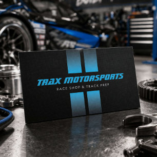 Race Shop Racing Strepen Zwart/Blauw Visitekaartje