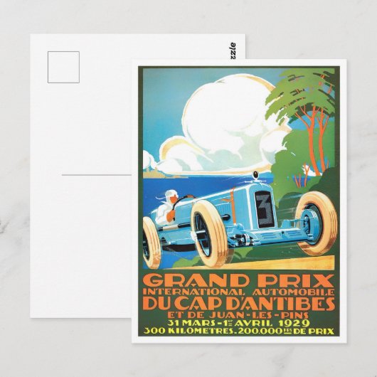 race tegen de Grote Prijs van Antibes 1929 Briefkaart (Voorkant / Achterkant)