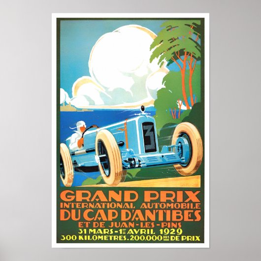  race tegen de Grote Prijs van Antibes 1929 Poster (Voorkant)