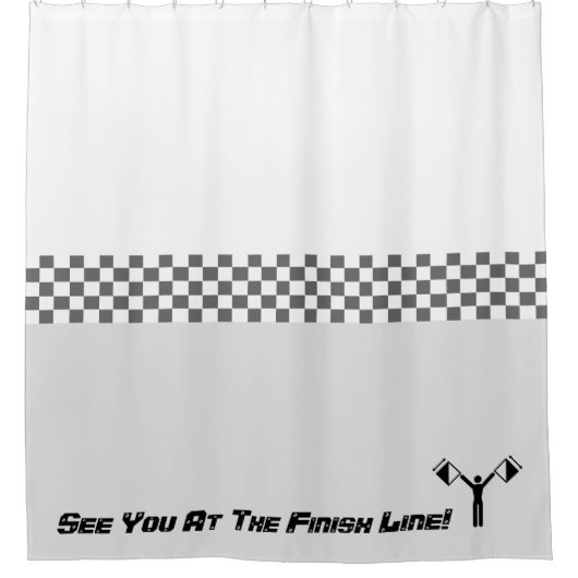 Race thema grijs en wit douchegordijn (Voorkant)