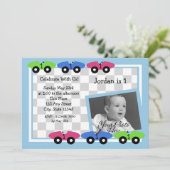 Race tijd/ foto uitnodiging 2 (Staand voorkant)