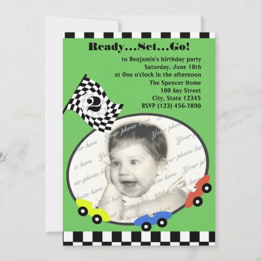 Race Tijd Verjaardag Groen Kaart (Voorkant)