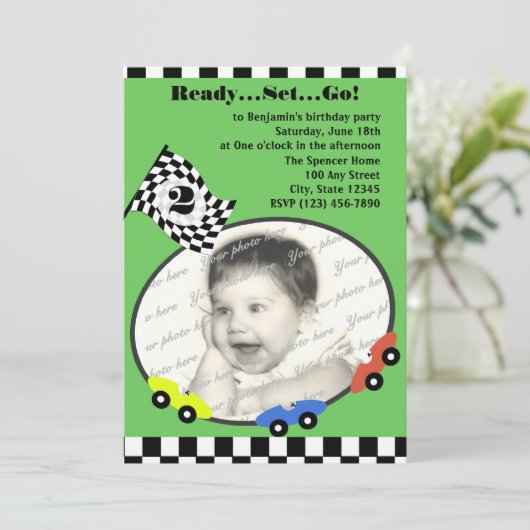 Race Tijd Verjaardag Groen Kaart (Staand voorkant)