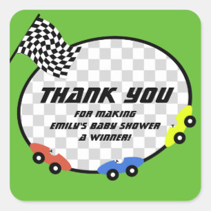 Race Time Baby shower Vierkante Sticker