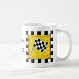 Race Time Name Personalized Checkered Flag Koffiemok