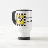 Race Time Name Personalized Checkered Flag Reisbeker (Voorkant links)