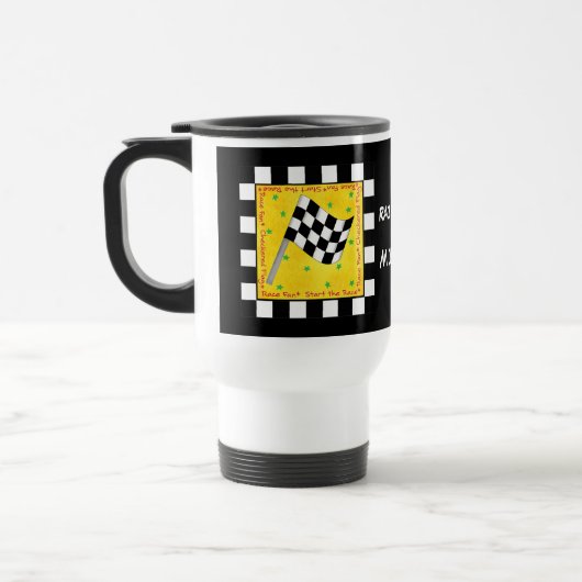 Race Time Name Personalized Checkered Flag Reisbeker (Links)