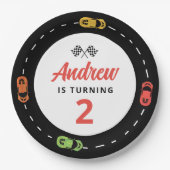 Race Track auto's jongens 2e verjaardag Papieren Bordje (Voorkant)