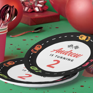 Race Track auto's jongens 2e verjaardag Papieren Bordje