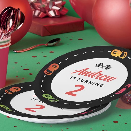 Race Track auto's jongens 2e verjaardag Papieren Bordje
