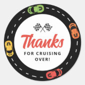 Race Track auto's jongens 2e verjaardag Ronde Sticker (Voorkant)