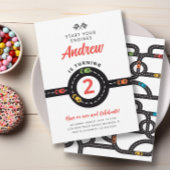 Race Track Auto's Jongens 2e Verjaardag Uitnodigin Kaart