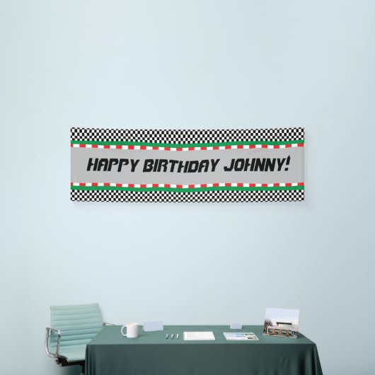 Race Track Birthday Banner, pas het aan! Spandoek (Beurs)