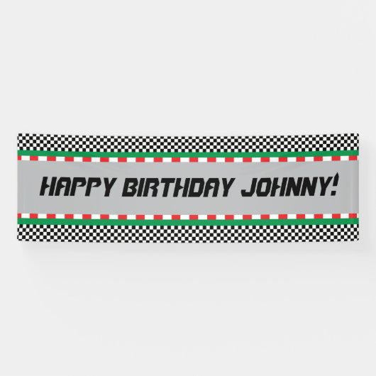 Race Track Birthday Banner, pas het aan! Spandoek (Horizontaal)