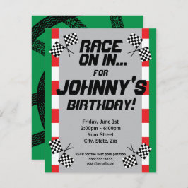 Race Track Birthday Invitation, Bire Tracks Racing Kaart