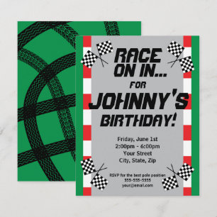 Race Track Birthday Invitation, Bire Tracks Racing Kaart