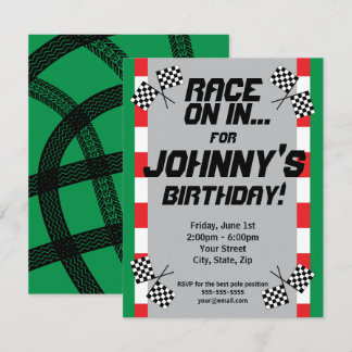 Race Track Birthday Invitation, Bire Tracks Racing Kaart
