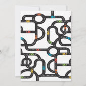 Race Track Boys 3e verjaardag rode uitnodiging (Achterkant)