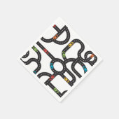 Race Track Boys 4e Verjaardag Zwart-wit Servet (Hoek)