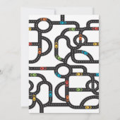 Race Track Cars Jongens 1e verjaardag Uitnodiging (Achterkant)