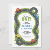 Race Track First Birthday Kaart (Voorkant)