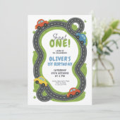 Race Track First Birthday Kaart (Staand voorkant)