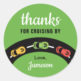 Race Track jongens 4e verjaardag groen Ronde Sticker